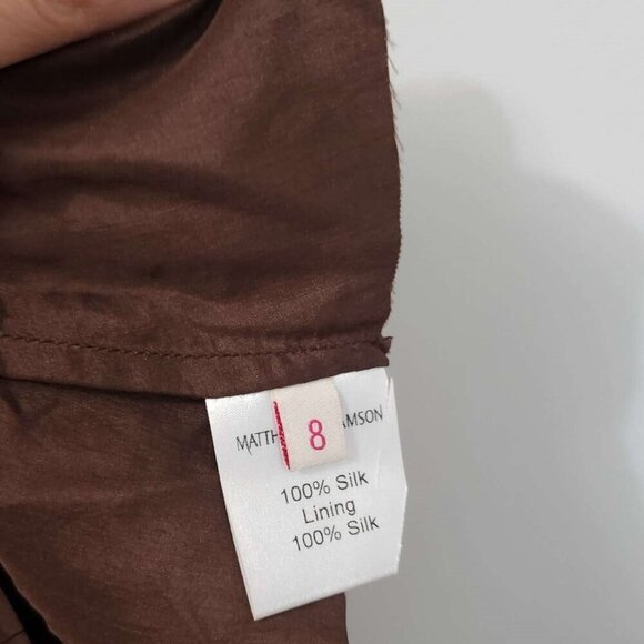 Matthew Williamson Brown Butterfly High Low Asymmetric Silk Designer Dress Small - Picture 7 of 8